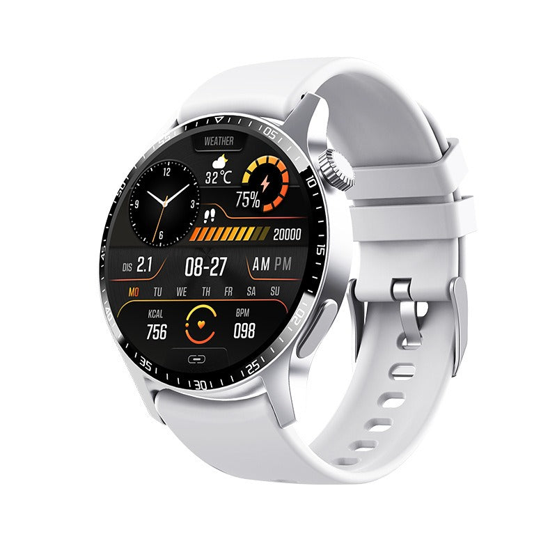 Vandtæt Smartwatch med Sundhedssporing Blodsukker Blodtryk og Søvnovervågning Smartwatches Tech Butik F207 Silversilikon