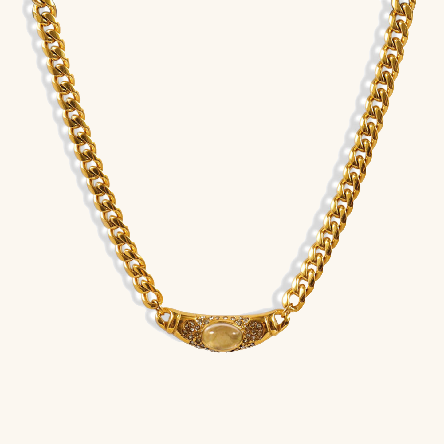 Vintage Vedhængshalskæde – Glimt af Sofistikeret Stil Necklace Tech Butik Citrin 18k Gul Guld
