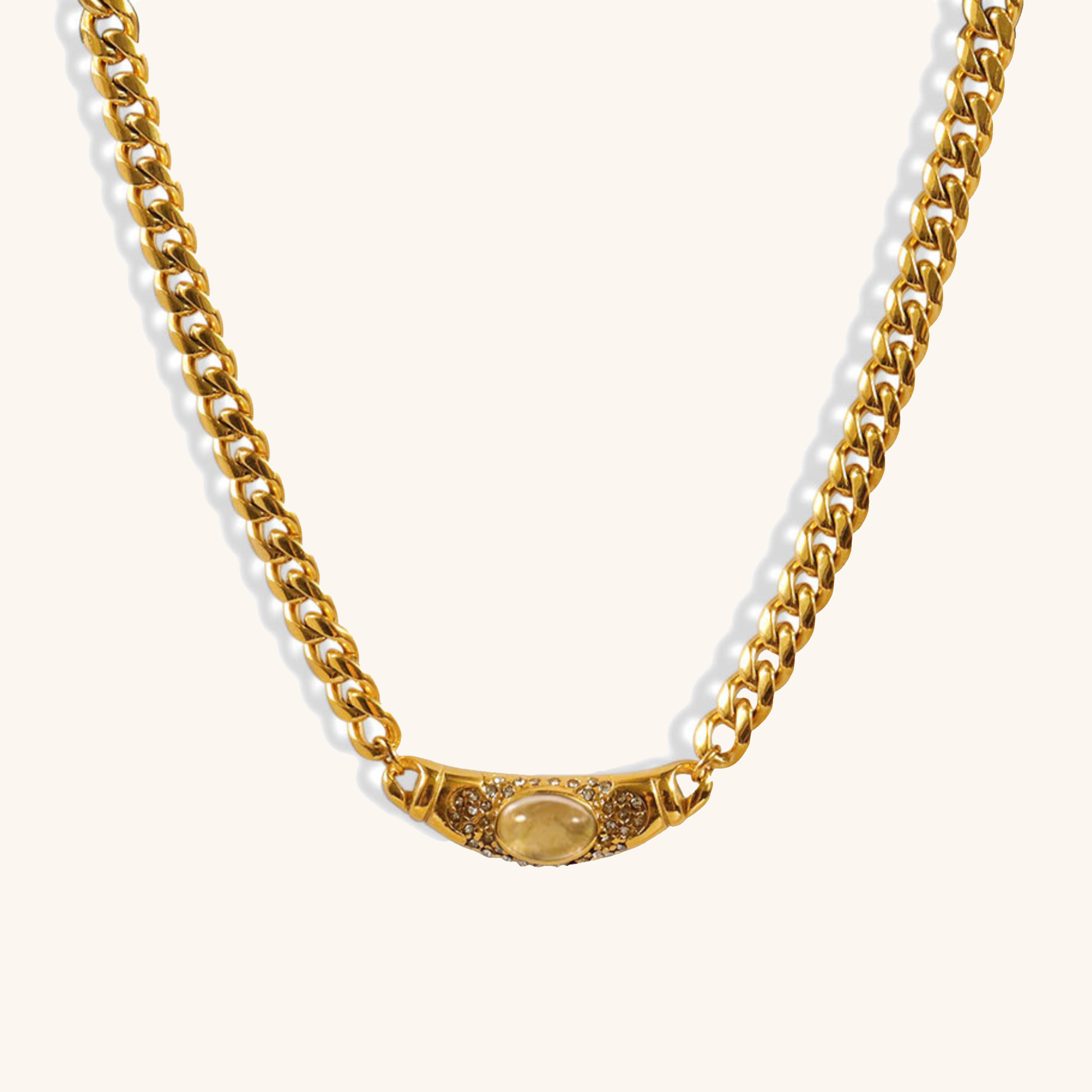 Vintage Vedhængshalskæde – Glimt af Sofistikeret Stil Necklace Tech Butik Citrin 18k Gul Guld
