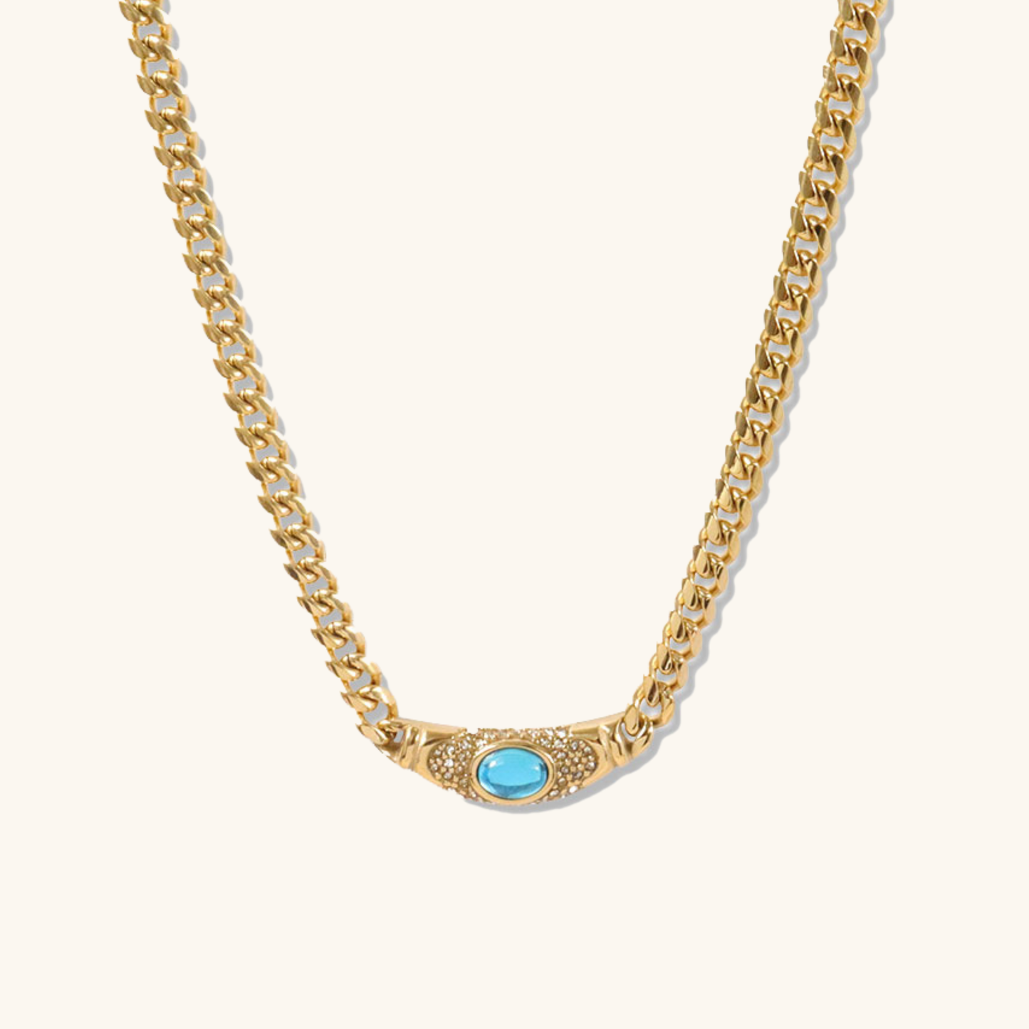 Vintage Vedhængshalskæde – Glimt af Sofistikeret Stil Necklace Tech Butik Akvamarin 18k Gul Guld