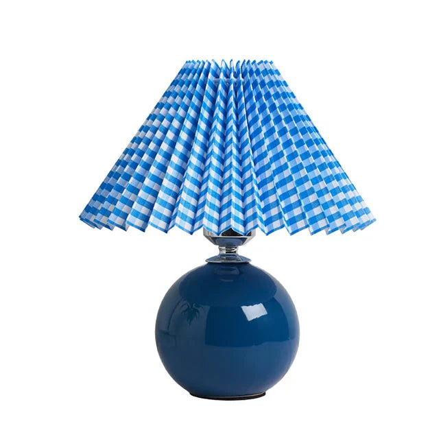 Vintage Bordlampe med Plisseret Skærm – Elegant Belysning til Ethvert Rum Belysning Tech Butik Blå og Blå