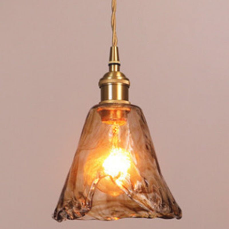 Vintage Ravfarvet Pendellampe med Alabaster-Glasskærm Pendellampe Tech Butik Amber 15.2 cm