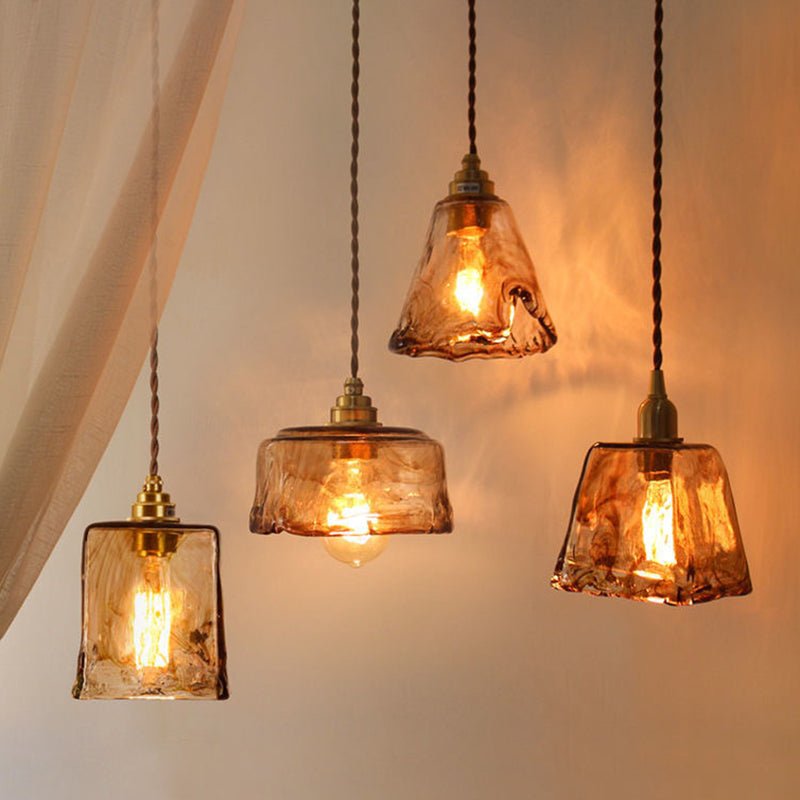 Vintage Ravfarvet Pendellampe med Alabaster-Glasskærm Pendellampe Tech Butik