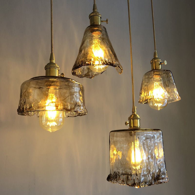 Vintage Ravfarvet Pendellampe med Alabaster-Glasskærm Pendellampe Tech Butik