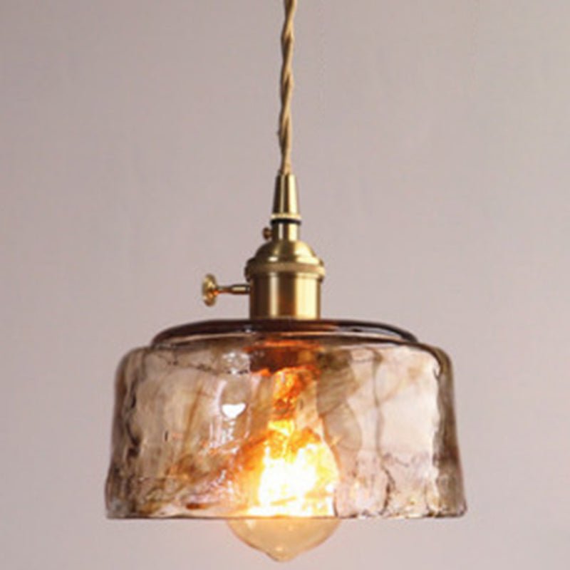 Vintage Ravfarvet Pendellampe med Alabaster-Glasskærm Pendellampe Tech Butik Amber 16.5 cm