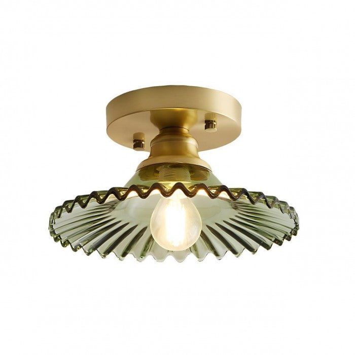 Vintage Ribbet Glas Loftlampe med Blomstret Design Loftlamper Tech Butik Grøn