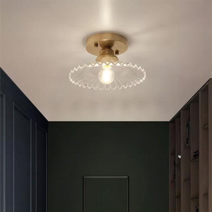 Vintage Ribbet Glas Loftlampe med Blomstret Design Loftlamper Tech Butik