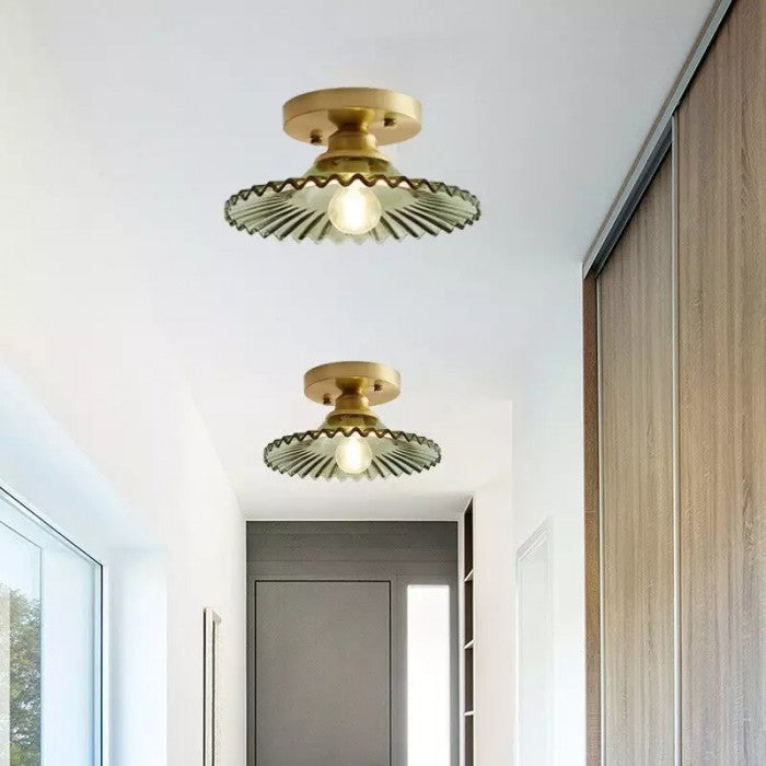Vintage Ribbet Glas Loftlampe med Blomstret Design Loftlamper Tech Butik