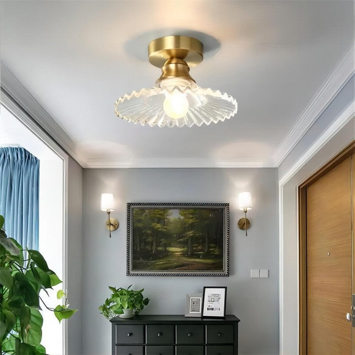 Vintage Ribbet Glas Loftlampe med Blomstret Design Loftlamper Tech Butik