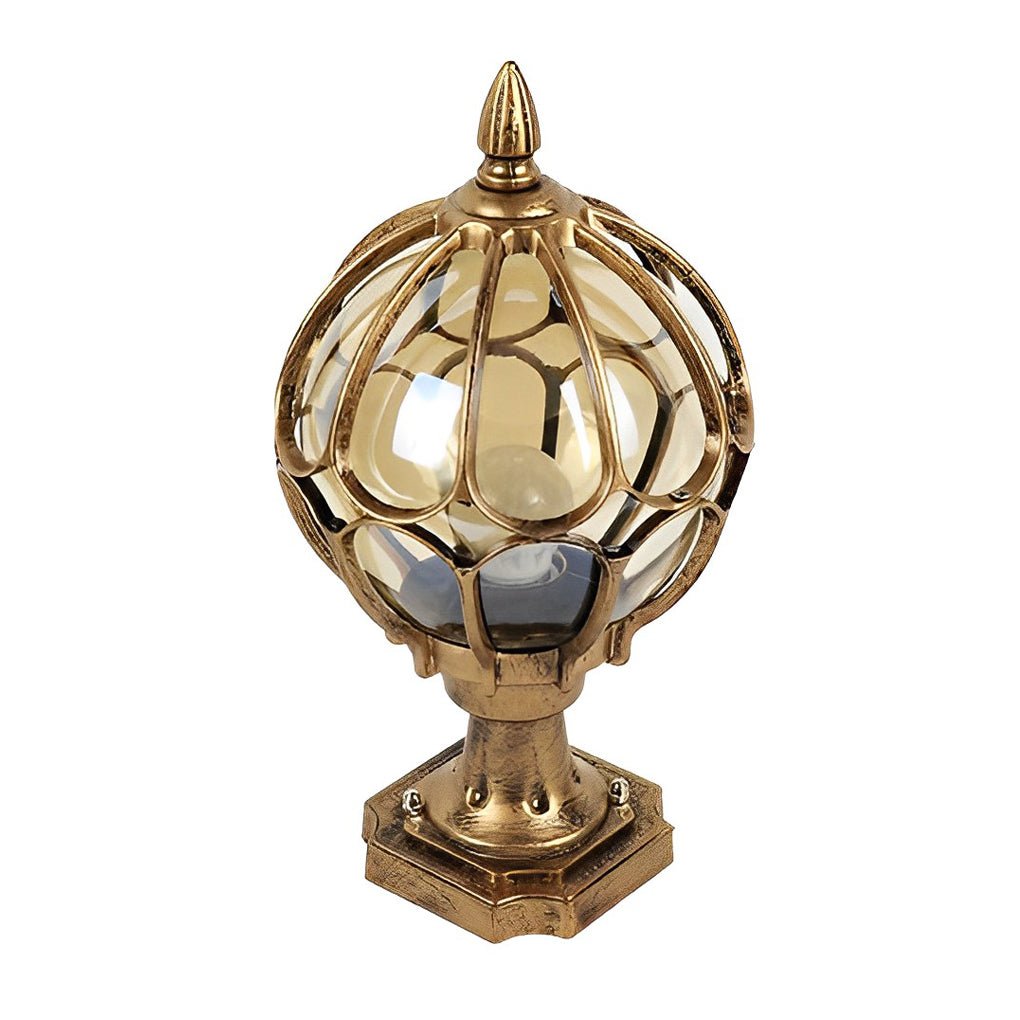 Vintage Udendørs Pullertlampe – Glasglobus Design Udendørs belysning Tech Butik Bronze 18cm x 33cm
