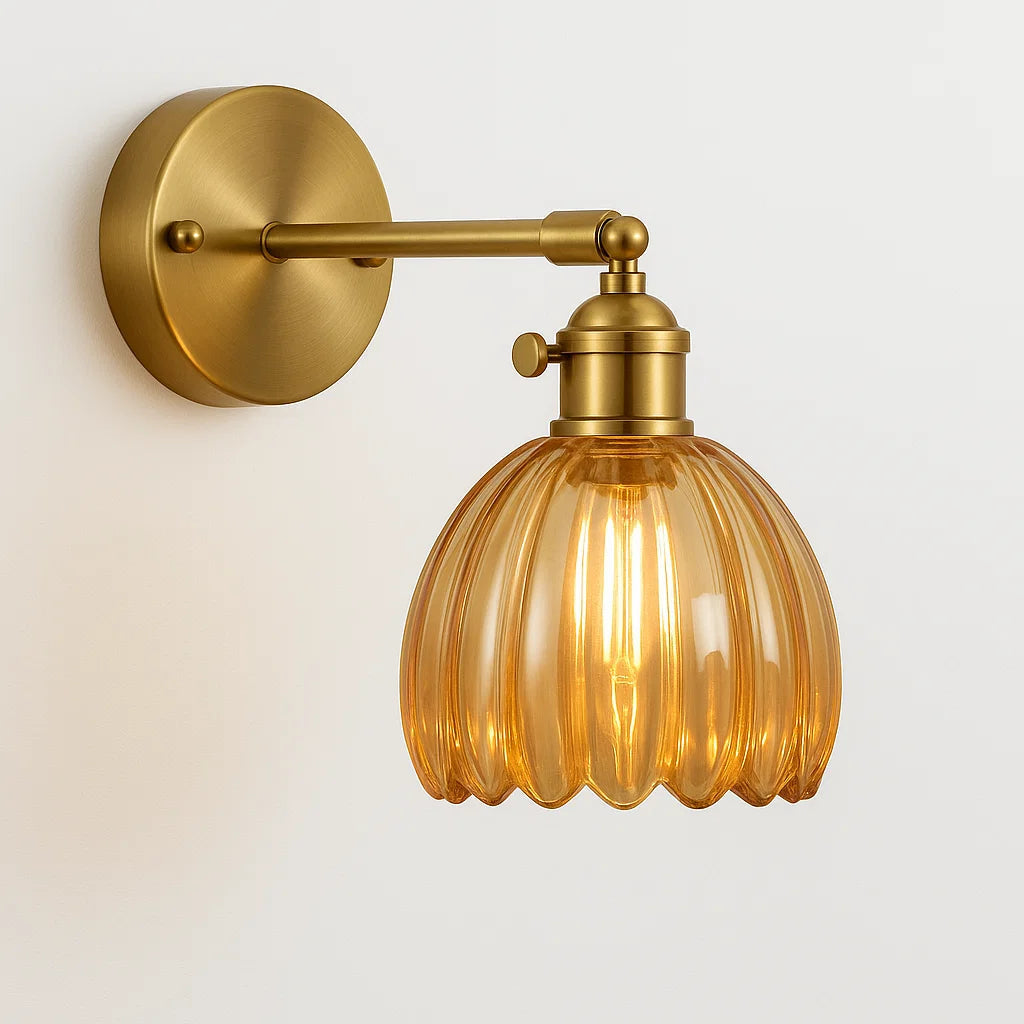 Vintage Væglampe Med Glas Tulipan Design Til Stue Belysning Væglampe Tech Butik Amber