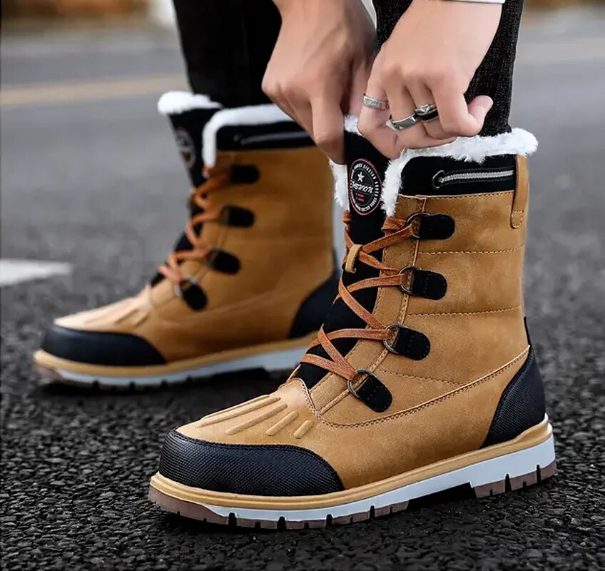 Herre Vinterstøvler til Sne med Varm Fuskepelsforing Herresneakers til vinteren Tech Butik