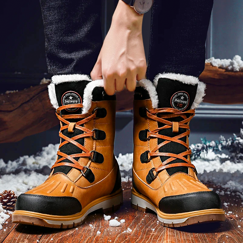 Herre Vinterstøvler til Sne med Varm Fuskepelsforing Herresneakers til vinteren Tech Butik