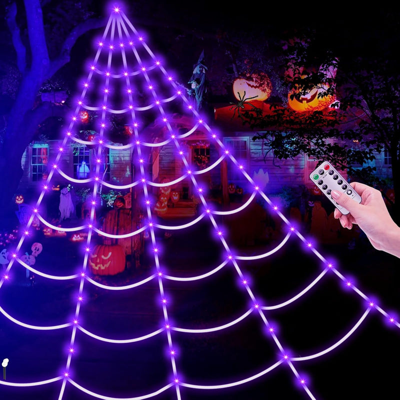 Spectral Web – Glødende XXL Edderkoppespind med LED-lys til Halloween Halloween Dekorationer Tech Butik Spinweblampe (Ingen edderkopper)