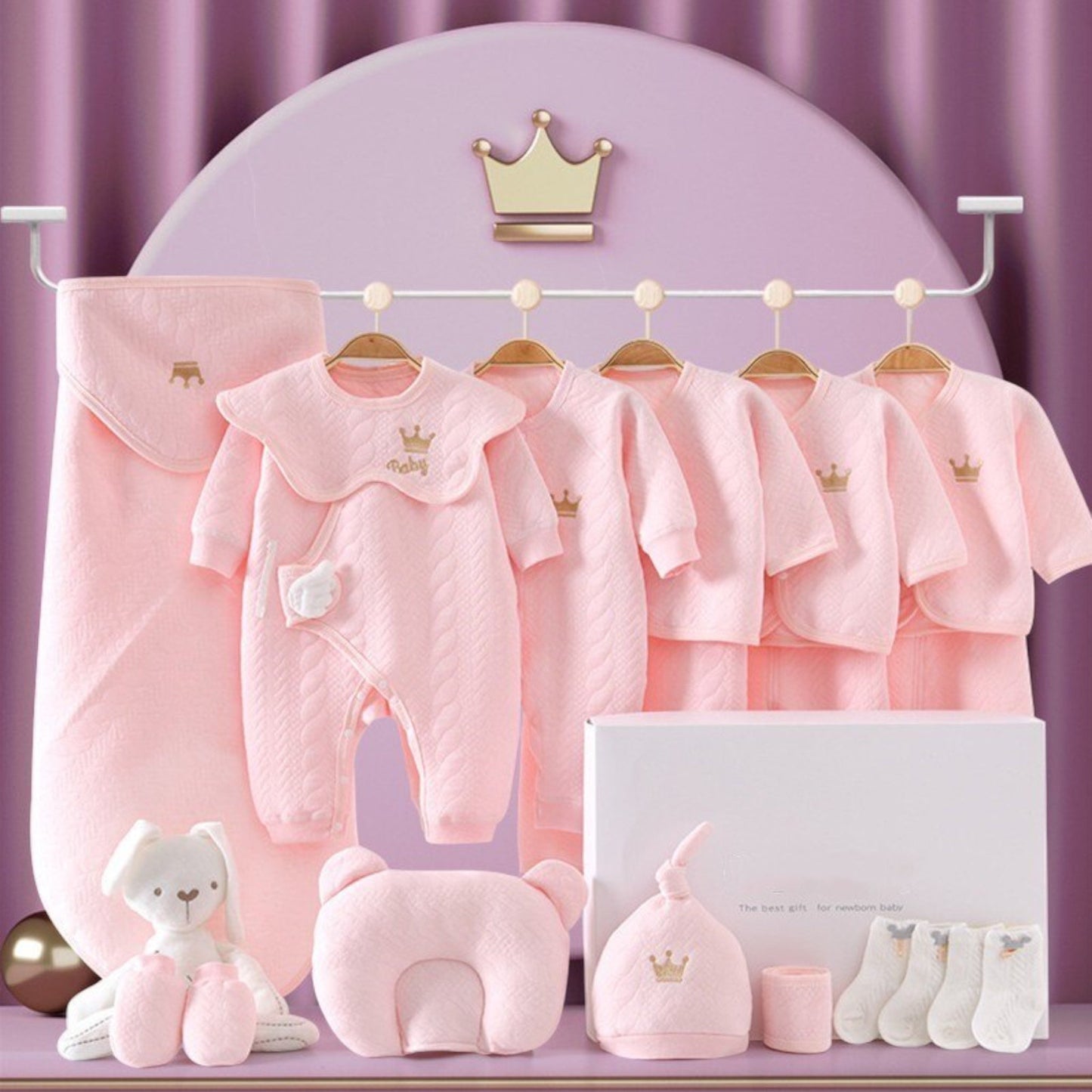 Nyfødt baby Luksussæt – Komfort, Stil & Gennemført Gave Tech Butik Pink 3-6M