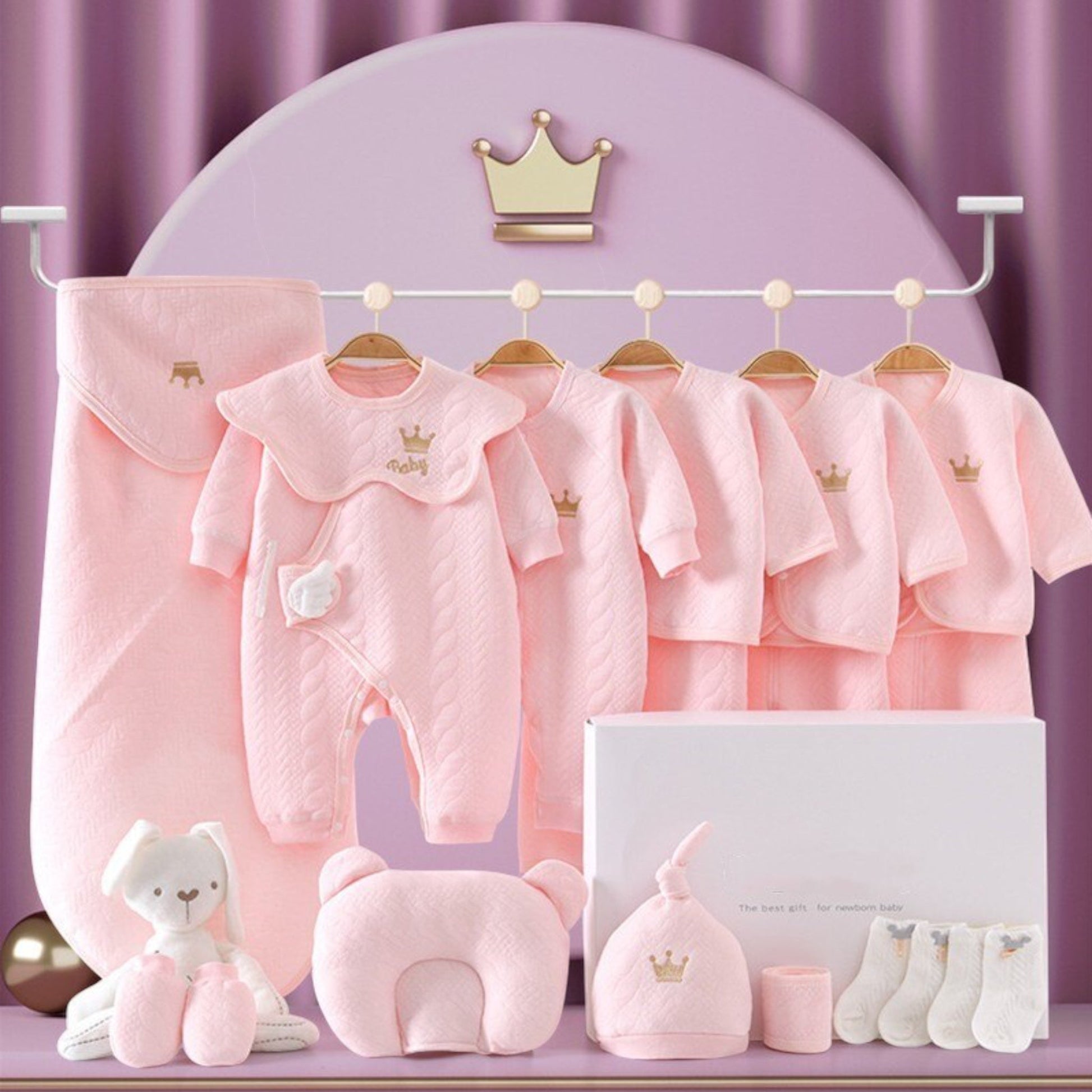 Nyfødt baby Luksussæt – Komfort, Stil & Gennemført Gave Tech Butik Pink 3-6M