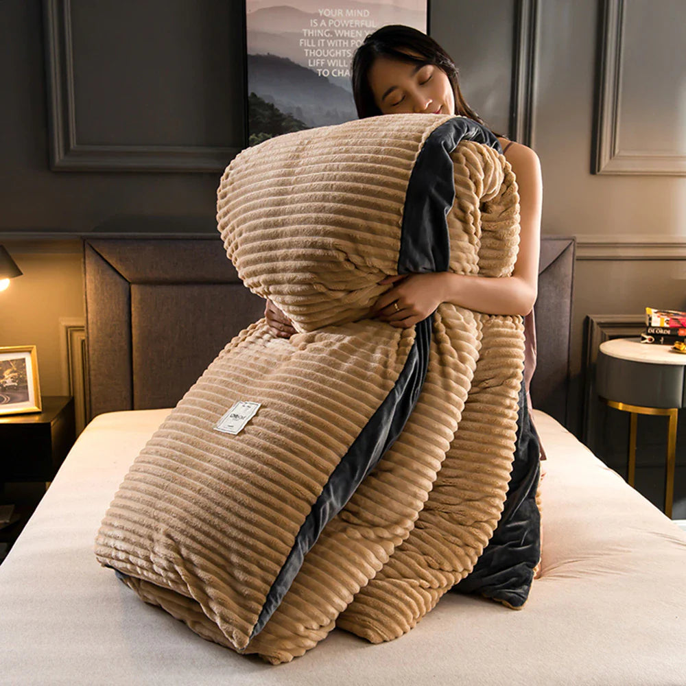 Dynebetræk Sengesæt med Pudebetræk – Ekstra Blødt, Varmt og Vaskbart Flannel duvet cover Tech Butik Beige 150 x 200 CM