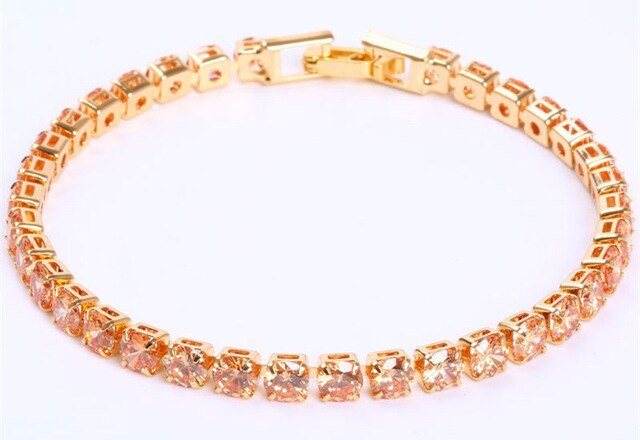 Elegant Kæde Tennisarmbånd – Glitr med Moderne Elegance Jewelry Bracelet Standard Tech Butik Guld Champagne 17 cm