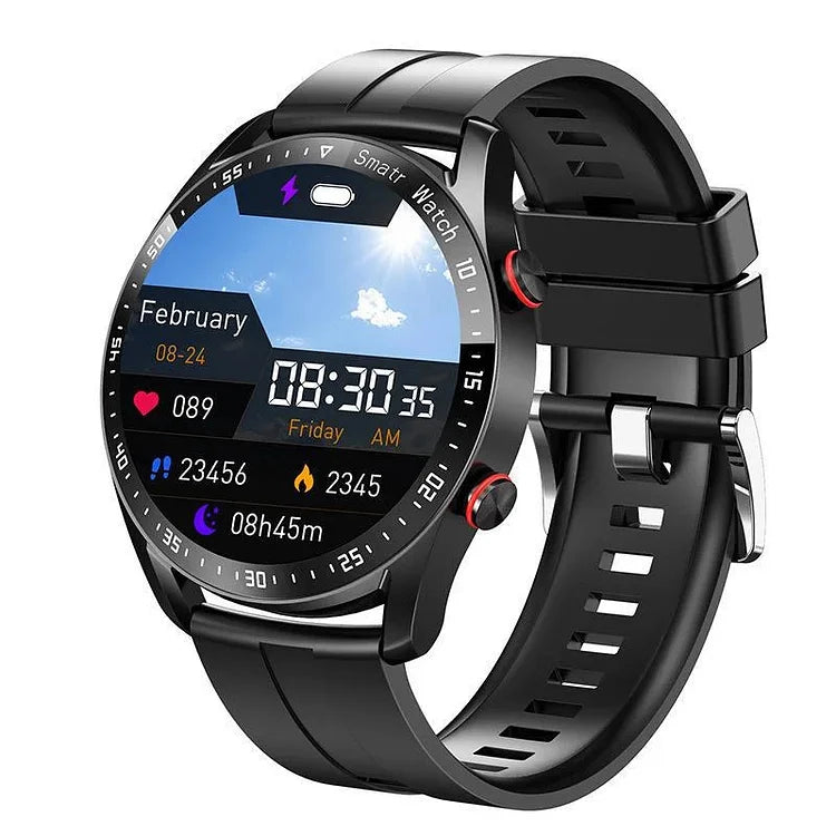 Omfattende Sundhed Smartwatch – Din Personlige Fitnessguide Smartwatch Tech Butik Sort silikone rem