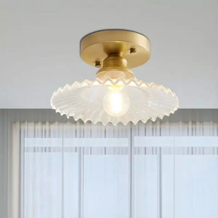 Vintage Ribbet Glas Loftlampe med Blomstret Design Loftlamper Tech Butik