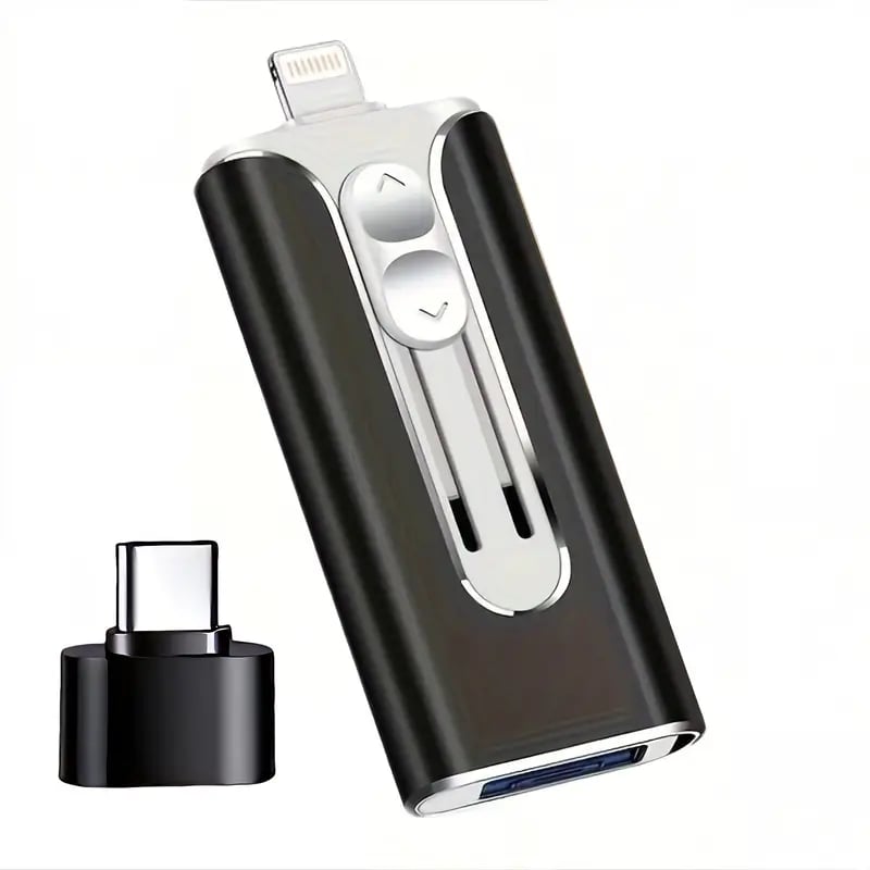 Bærbar 4-i-1 USB Flashdrev – Robust Lagerplads til Flere Enheder USB-flashdrev Tech Butik Sort 32GB