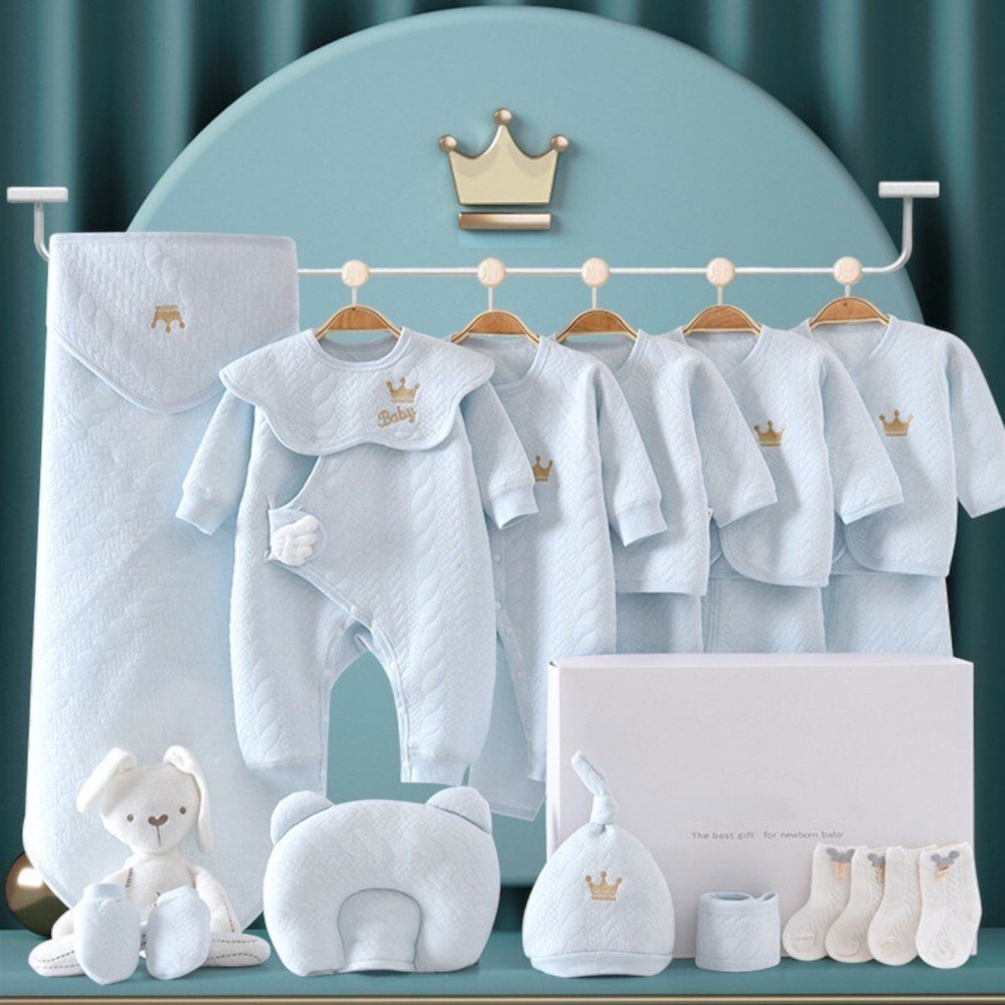Nyfødt baby Luksussæt – Komfort, Stil & Gennemført Gave Tech Butik Blå 3-6M