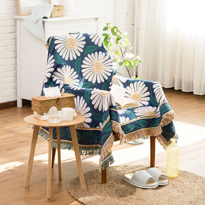 Vendbart Sofaplaid i Boheme-Stil med Dekorative Kvastdetaljer sofa throw Tech Butik Mønster 7 90*180cm