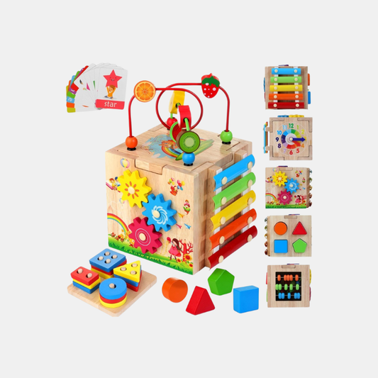 8-i-1 Montessori Læringskubus – Træ Legetøj til Småbørn Toys Tech Butik