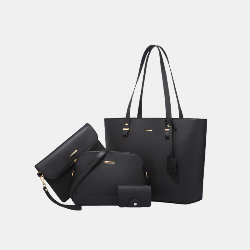 3-Delt Lædertaskesæt – Håndtaske & Skuldertaske til Daglig Brug Bags Tech Butik Sort