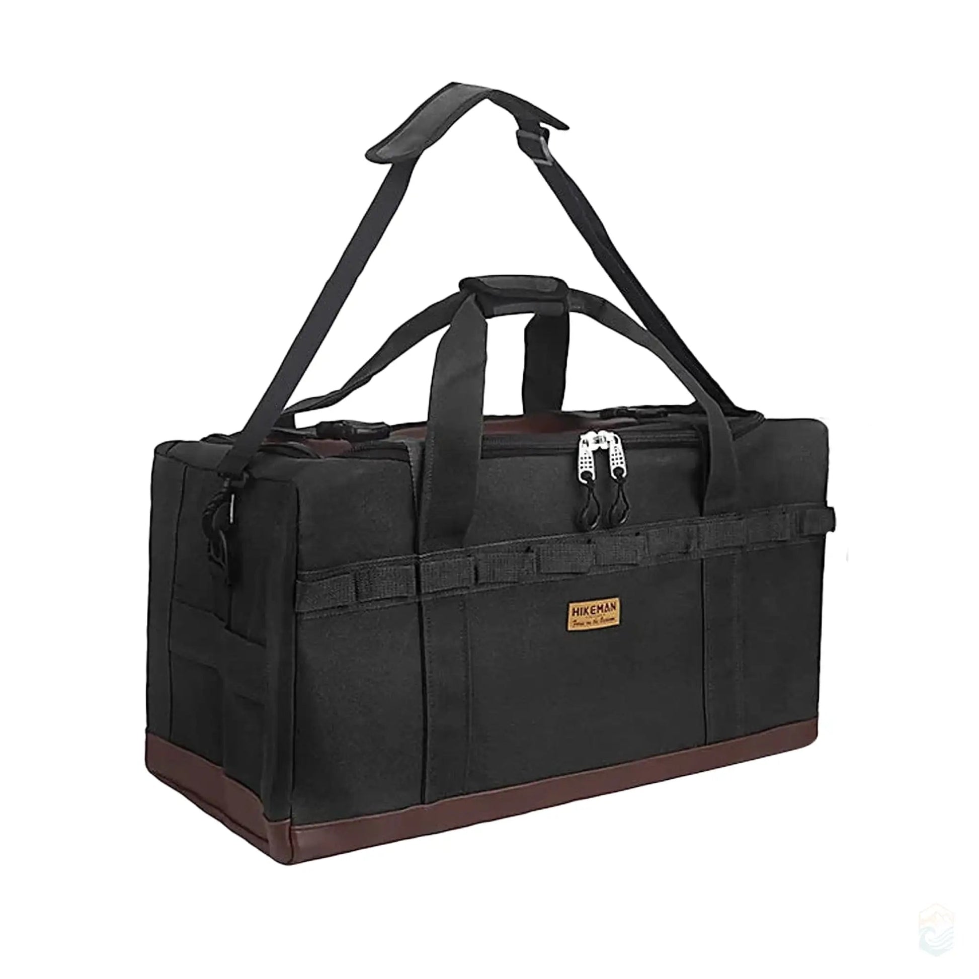 Hikeman 120L Robust Canvas Udendørsudstyrstaske med Smart Organisering Campingudstyr Tech Butik Sort