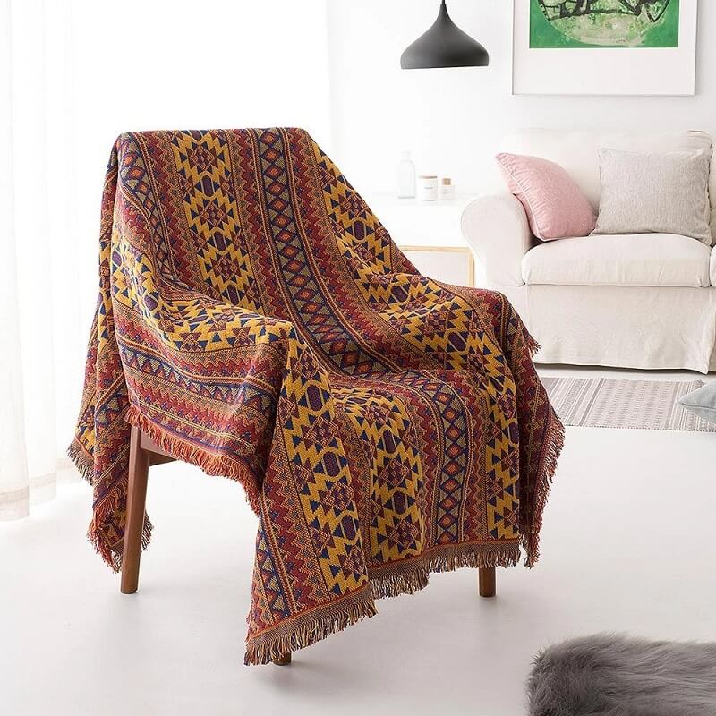 Vendbart Sofaplaid i Boheme-Stil med Dekorative Kvastdetaljer sofa throw Tech Butik