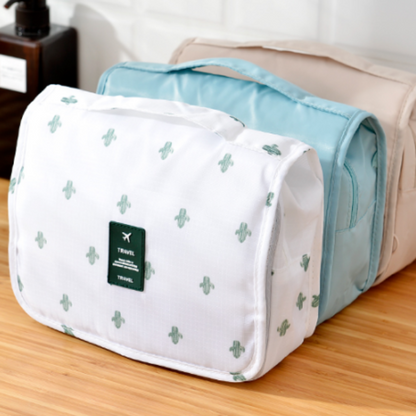 Toiletartikler Rejsetaske - Vandafvisende med Drejelig Krog Cosmetic & Toiletry Bags Tech Butik Hvid med kaktus 24 cm × 19 cm × 8 cm