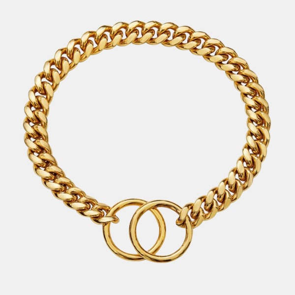 Kraftigt Hundehalsbånd i Rustfrit Stål – Slidstærkt & Stilrent Kædehalsbånd Heavy-Duty Stainless Steel Dog Chain Collar Tech Butik Guld 28 tommer (71 cm)