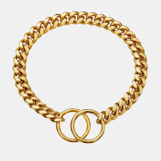 Kraftigt Hundehalsbånd i Rustfrit Stål – Slidstærkt & Stilrent Kædehalsbånd Heavy-Duty Stainless Steel Dog Chain Collar Tech Butik Guld 28 tommer (71 cm)