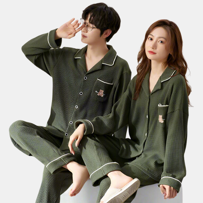 Matchende Par-Bjørnepyjamas – Pyjamasæt i Økologisk Bomuld Couple Sleepwear Tech Butik