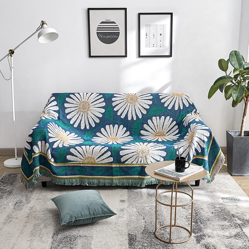 Vendbart Sofaplaid i Boheme-Stil med Dekorative Kvastdetaljer sofa throw Tech Butik Mønster 7 130*180cm