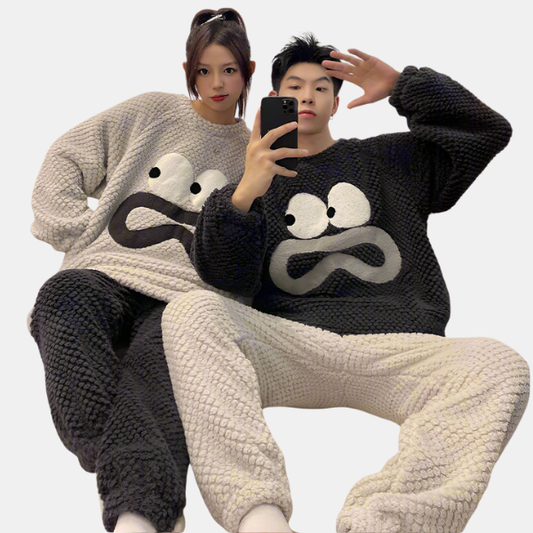 Matchende Varmt Pyjamasæt til Par – Blødt og Komfortabelt Nattøj Couple Sleepwear Tech Butik