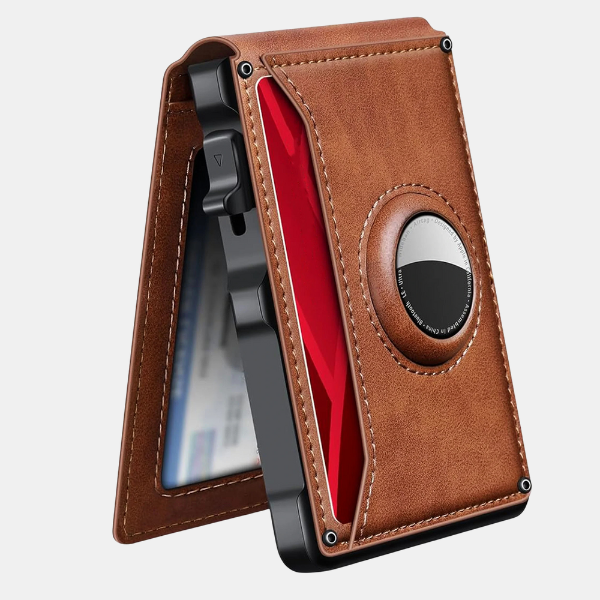 Luksuriøs Airtag Pung – Sikker og Stilfuld Tech Butik Brun