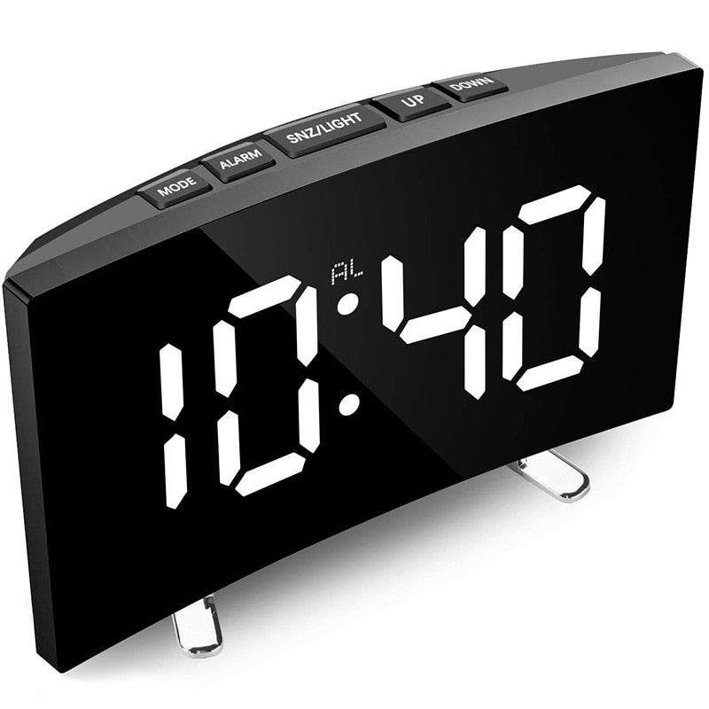 LED Digitalt Vækkeur – Buet Skærm med Ambient Lys Alarm Clocks Tech Butik