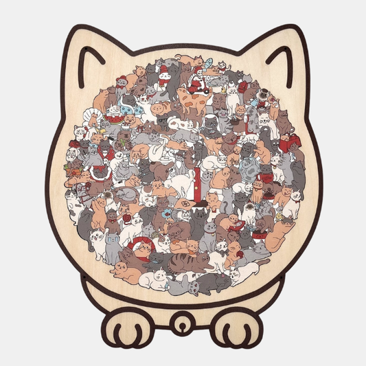 Kattepuslespil i Træ – Kunstnerisk Design, 135 Brikker og Afslappende Leg Jigsaw Puzzles Tech Butik Morandi-kleur