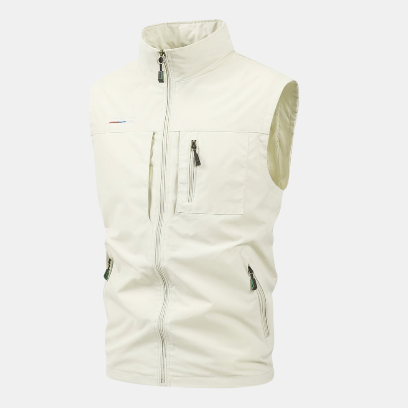 Udendørsvest – Letvægt Multi-Lomme Vest til Mænd Udendørsvest Tech Butik Beige M