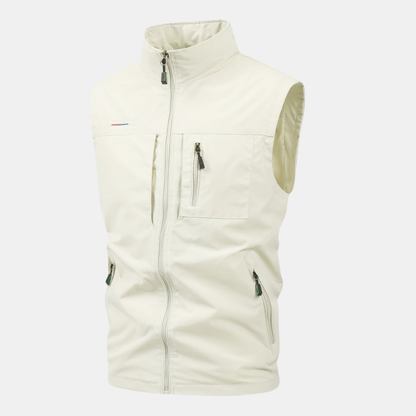 Udendørsvest – Letvægt Multi-Lomme Vest til Mænd Udendørsvest Tech Butik Beige M
