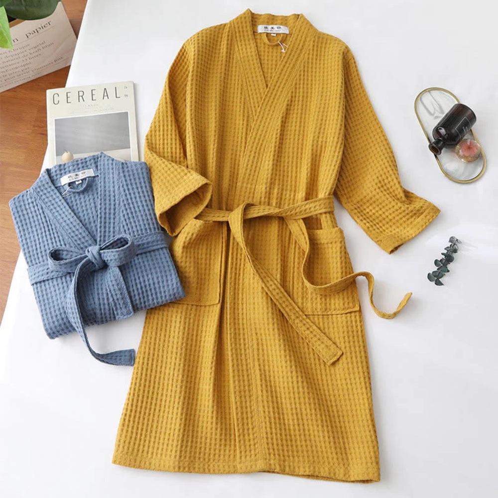 Waffelbadekåbe med V-udskæring – Den Perfekte Kombination af Stil og Komfort Bathrobe Tech Butik