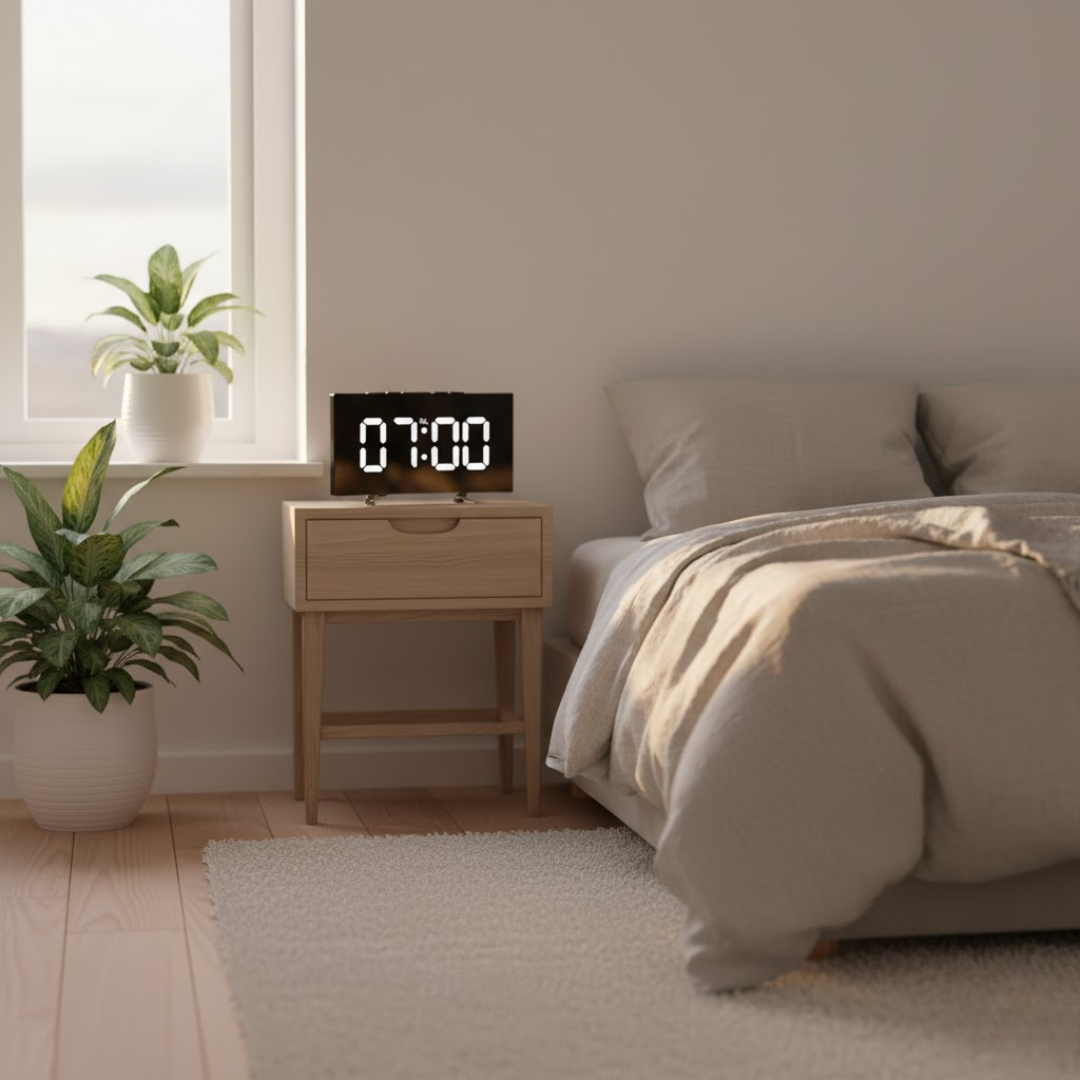 LED Digitalt Vækkeur – Buet Skærm med Ambient Lys Alarm Clocks Tech Butik