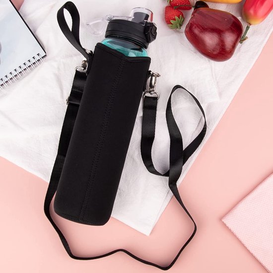 1 Liter Glas Vandflaske Med Tidmarkeringer Og Neopren Cover Glasvandflaske Tech Butik