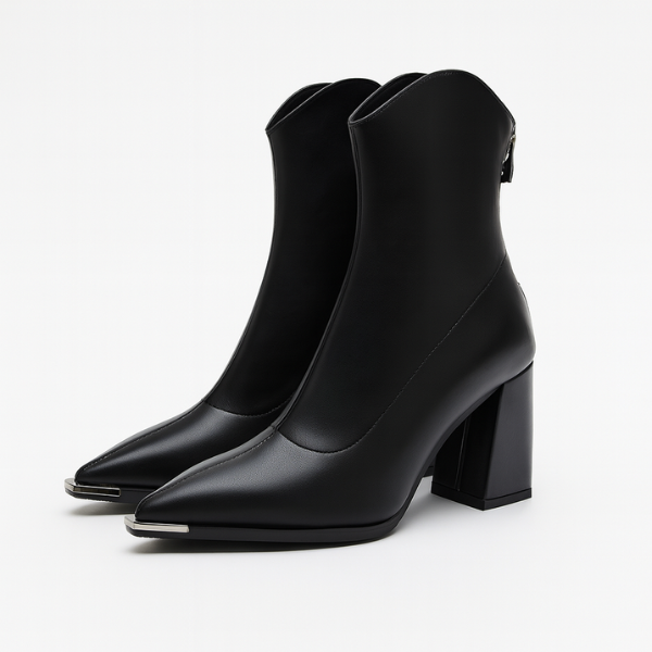 Læderstøvler med Kromspids – Elegant og Moderne Design Boots Tech Butik Sort 35