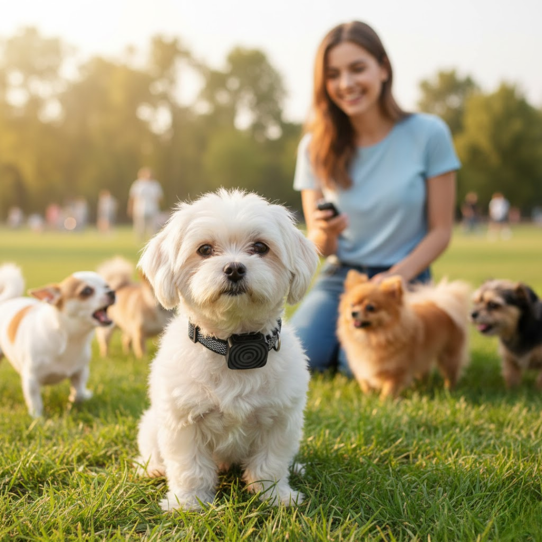 Træningshundehalsbånd – Effektiv og Komfortabel Gø-kontrol til Små Hunde Collar Tech Butik