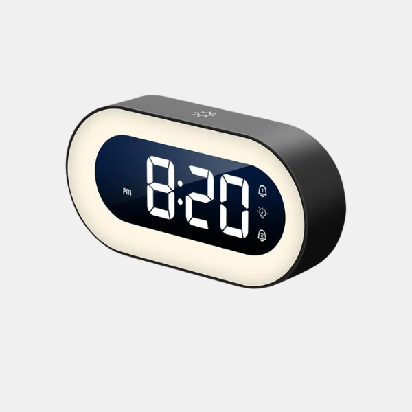 Sanft Lys Vækkeur – Natlys og Rolig Opvågning home others Tech Butik Sort