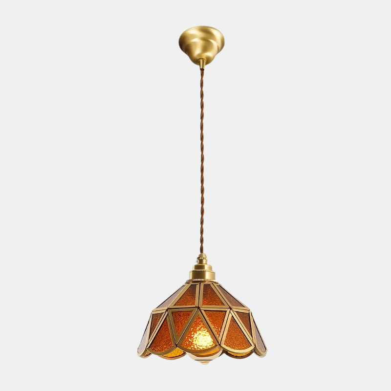 Hængende Tiffany Lampe med Blomsterformet Design – Elegant Belysning til Stuen Pendellampe Tech Butik Amber – Mat Blomst