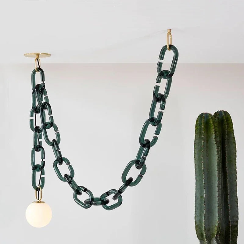 Moderne Glas-Kæde Pendellampe – Stilfuld LED Lysekrone til Hjemmet Lamps & Lighting Tech Butik